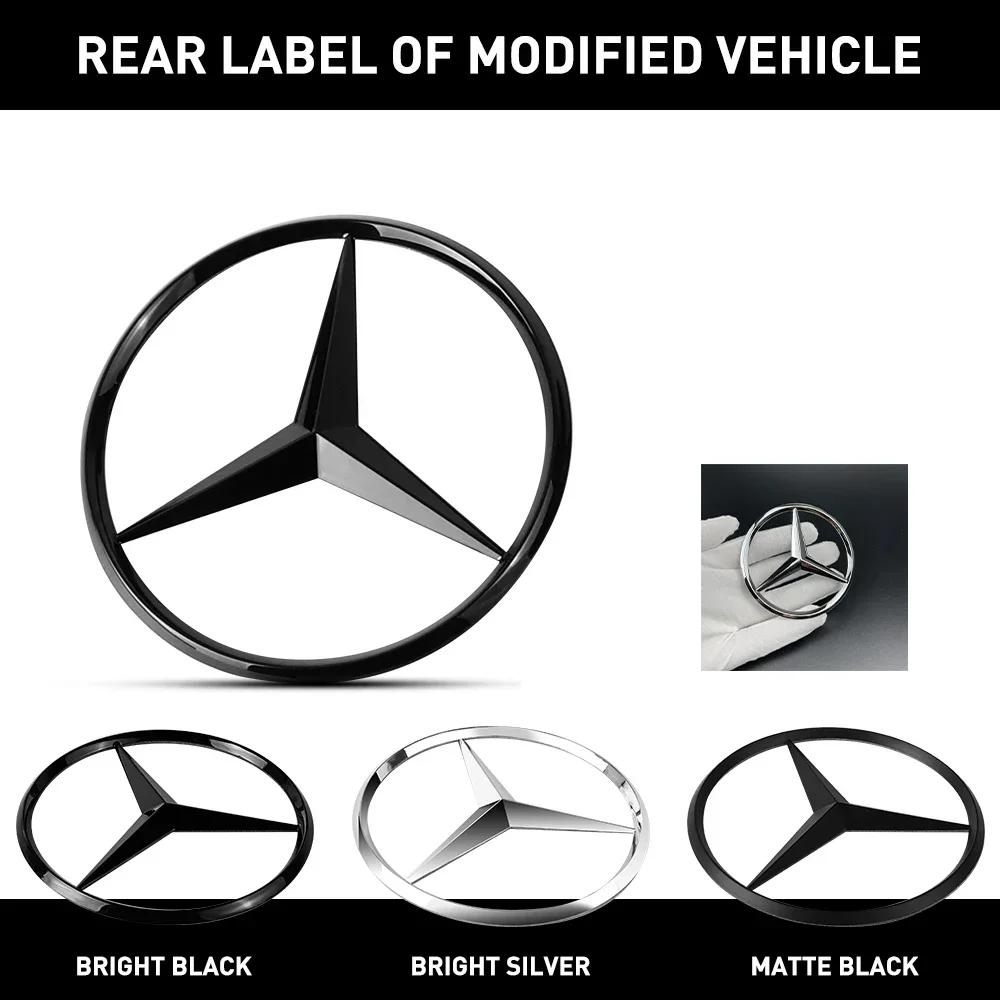 Benz 81mm ABS Tail Star Emblems Black Silver Rear Trunk Star Logo Stickers Badges Mercedes Benz C450 C43 AMG (W205) A2058174500