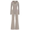 Womens Casual Yoga Set Hooded Zip Cardigan Flared Pants Solid Color Sportswear