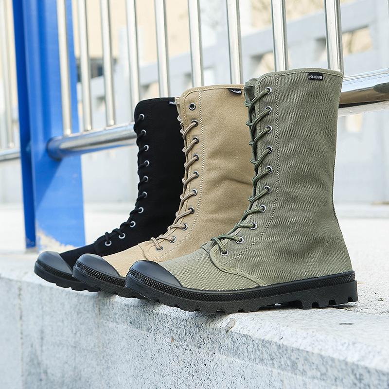 Men's Casual Canvas Boots  Autumn High Top Boots Fashion Outdoor Non-slip Hiking Boots Men Lace Up Casual Ankle Botas