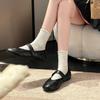 Komfortable Fleecegefütterte Damen Ballerinas Schlichte Runde Zehenschuhe 2026 Neue Frühjahrs Warme Baumwolle zum Hineinschlüpfen Oma's Schuhe
