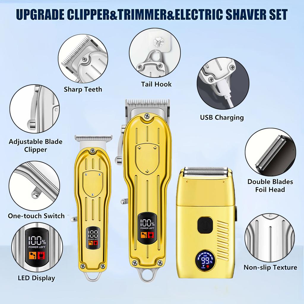 Professional Hair Clippers Electric Razor Shavers Men Rechargeable Clippers and Trimmers Beard Trimmer Barber Kit