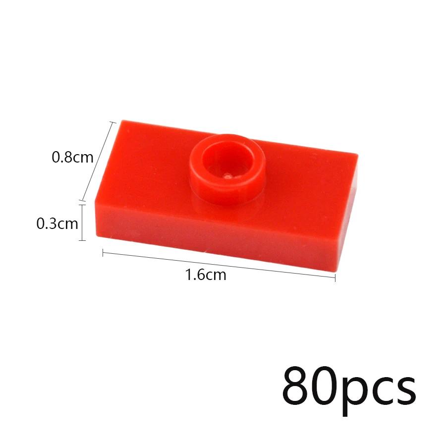 80Pcs MOC Assembles Particles Thin Brick 1x2 with 1 Stud Dots Plate Building Blocks Kid High-Tech Toys Compatible 15573 3794