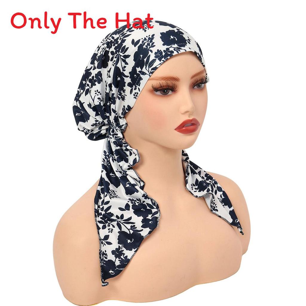 Elegant Floral Print Womens Headscarf Beanie With Polyester Material For All Seasons