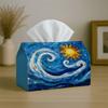 1pc Party Tissue Box, Mosaic Coastal Design, Versatile Tissue Holder, Wave Sun Blue & Bright, Supplies for Outdoor Gatherings, Daily Desktop Tissue Or