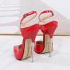 2025 New 16cm Ultra High Heel Sling Women's Sandals Metal High Heel Shoes High Heel Shoes Large Heel Shoes Thin Heel