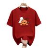 Ladies Cute Cartoon Cotton Candy and Fried Egg Pattern Black Loose Round Neck Tshirt with Smiling Face and Flame Tshirt