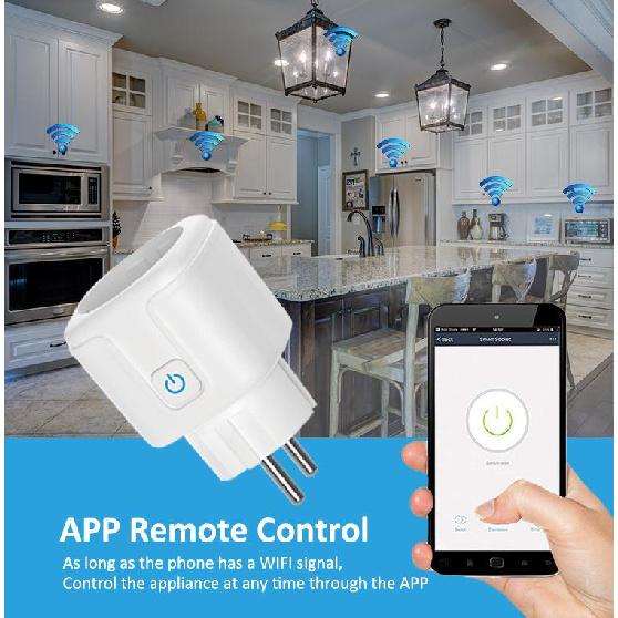 16A 20A EU Smart Socket WiFi Smart Plug Sockets Overvåking Timing Funksjon Stemmekontroll Fungerer med Tuya APP Alexa Google Home