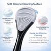 AK10ZONE 2-in-1 Tongue Cleaner with Soft Silicone Bristles & Scraper | Deep Cleaning Tongue Scraper for Bad Breath | Oral Hygiene Tool | Antibact
