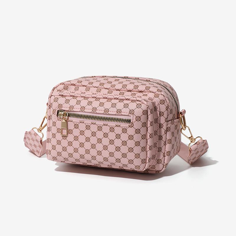 Fashion Trend Two-piece Set, Trendy Old Flower Polka Dot Printing Oblique Span Bag, Change Bag In Hand
