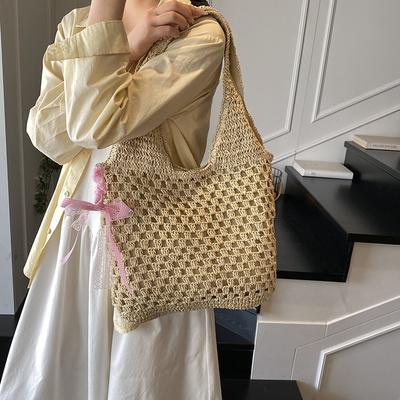 Large Capacity Woven Bag Women's 2025 New Summer Seaside Straw Bag Versatile Shoulder Tote Bag