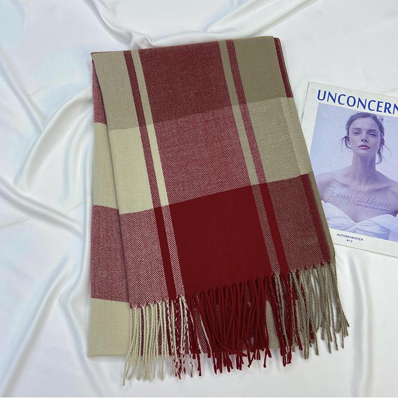 Plaid Scarf Female Autumn Winter Tassel Imitation Cashmere Shawl