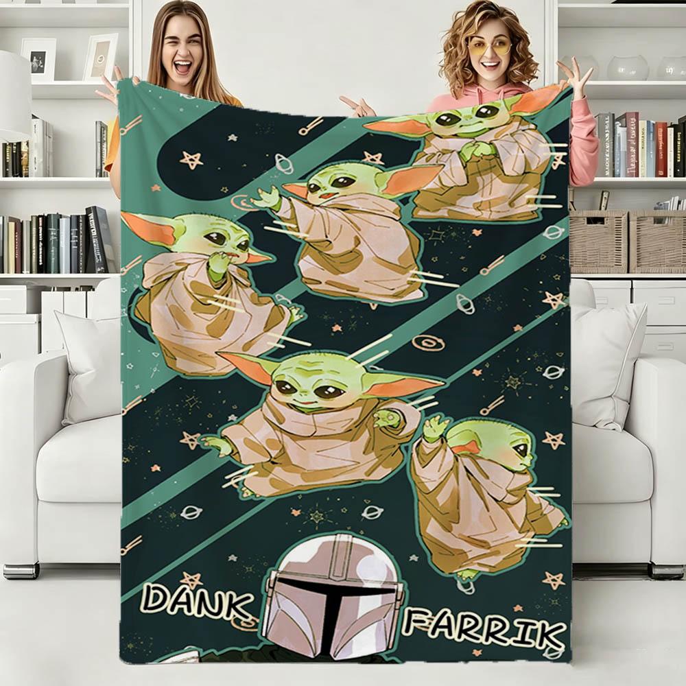3D The Adorable Yoda Cute Movie Flannel Blanket Soft Throw Blanket Art for Home Decor Bedroom Bed Sofa Picnic Cover Kids Gifts