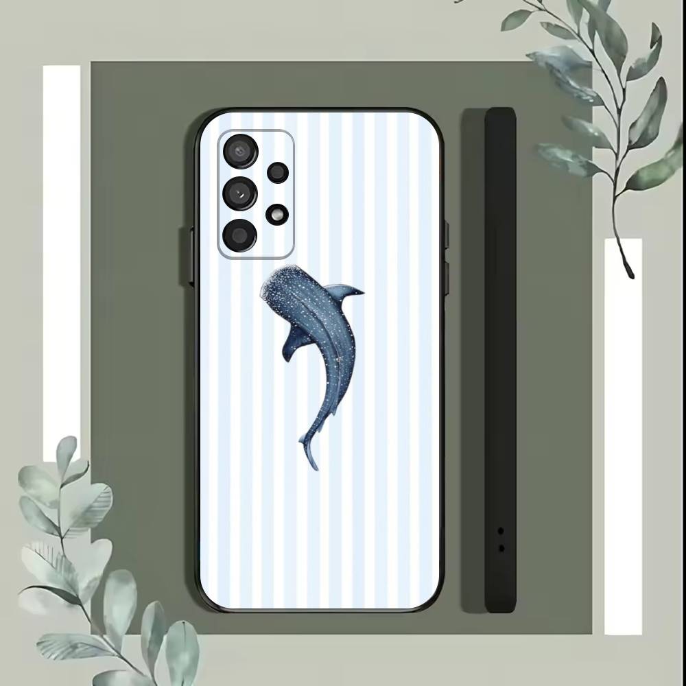 Ocean Shark Whale Design Phone Case For Samsung S25,S24,S21,S22,S23,S30,Ultra,S20,Plus,Fe,Lite,5G Black Cover