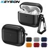 KEYSION Earphone Case for AirPods Pro 3 2 Leather Texture Soft TPU Silicone With Hook Shockproof Headphone Cover for AirPods 4
