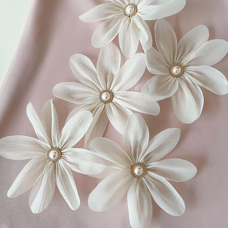2026 Korean-Style 3D Petal Pleated Sleeveless Satin Dress for Girls