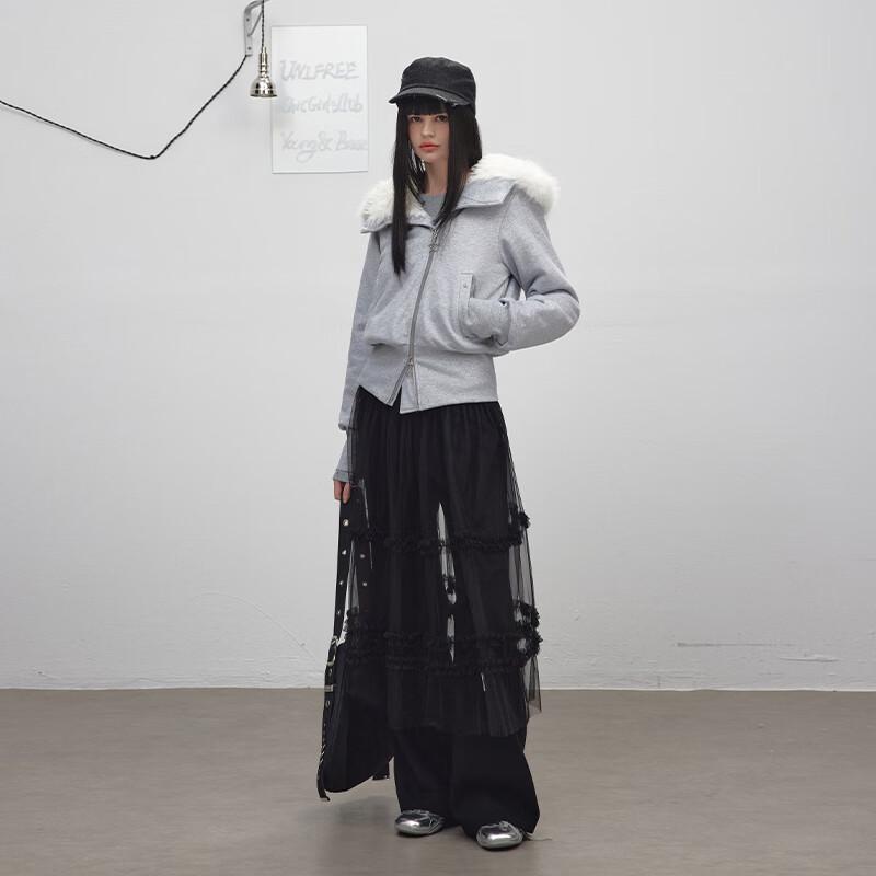 UNIFREE Winter Korean Style Slim Short Coat with Fur Collar