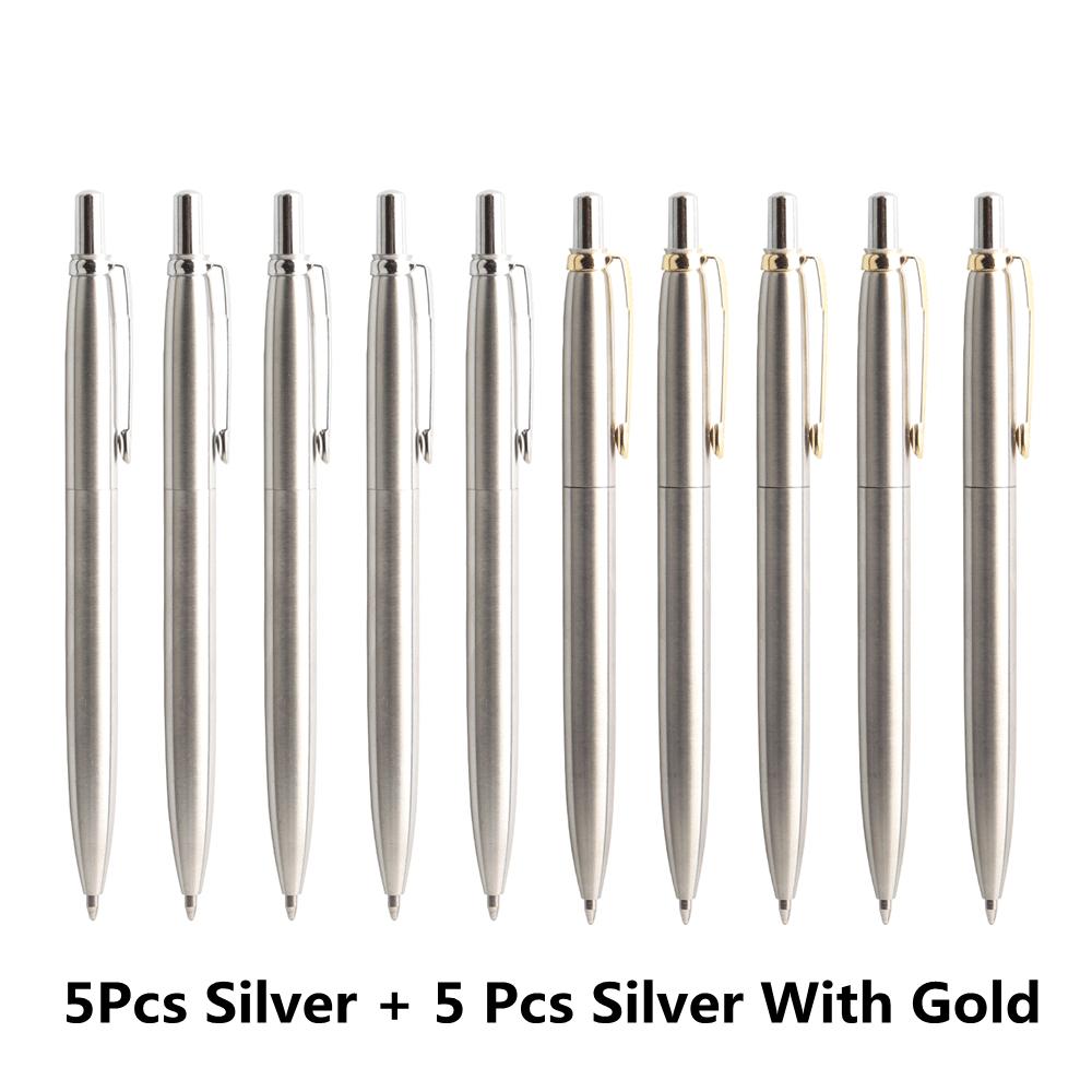 10 Stück/Set Metall-Kugelschreiber Automatischer Kugelschreiber G2 Mine Schwarze Blaue Tinte Für Schule Büro Schreibwaren Schreiben 0,7 mm