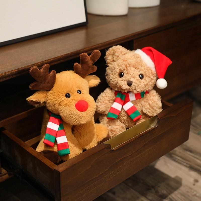 Plush Toy Christmas Polar Bear Penguin Doll Santa Claus Stuffed Animal Decor