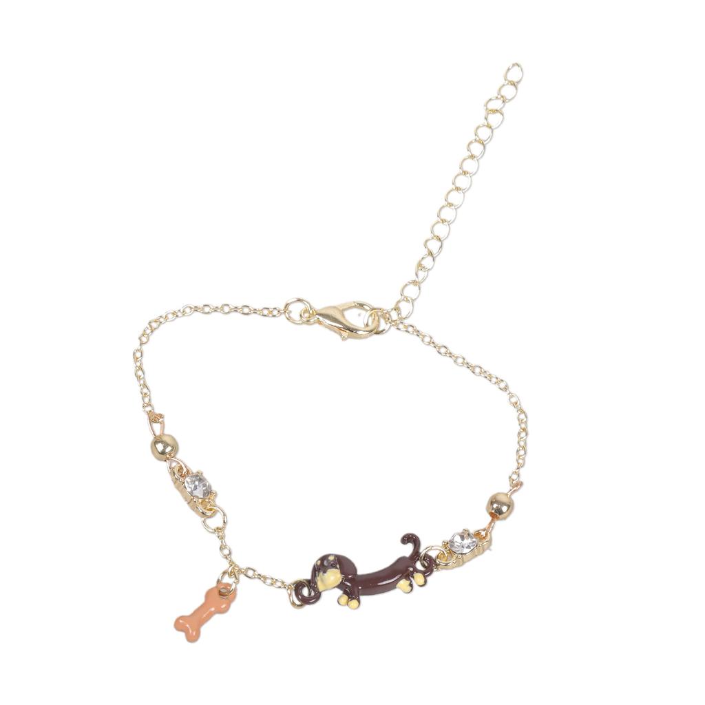 Handmade Dachshund Charm Bracelet Playful Dachshund Dog Bracelet Accessory Elegant Wrist Chain Charm for Pet Fans