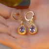 Long Water Drop Pendant Earring for Women Geometric Baroque Palace Style Purple Crystal Exaggerated Vacation Party