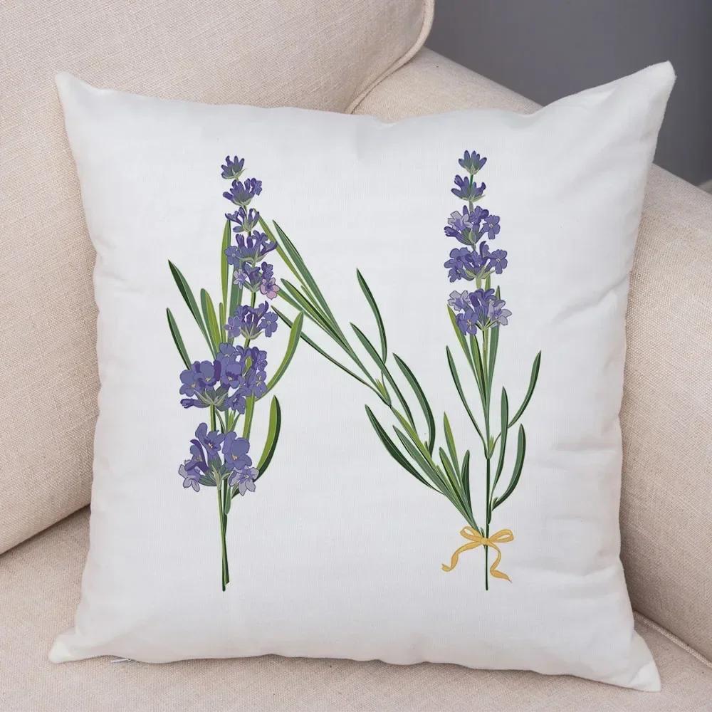 Lavender Letter Cushion Cover Sofa Home Car Decoration Living Room Bedroom Pillowcase 45X45Cm Pillowcase