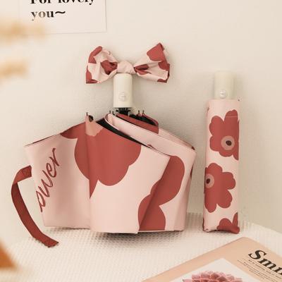 Automatic Umbrella Uv Protection Sun Umbrella Parasol Folding Umbrella Fresh Style Vinyl Dual-Use For Sun And Rain