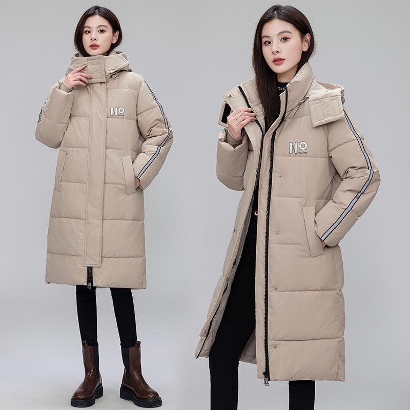 College Wind Cotton-padded Coat Couple Long Fashion Korean Version of Thick Fashion Warm Coat.