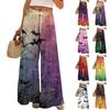 Women's Printed Wide Leg Pants With Pockets High Waist Drawstring Loose Casual Pants
