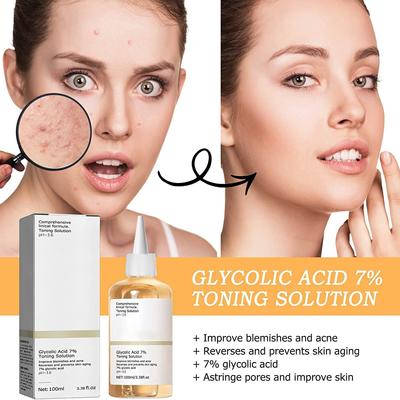 Hauterfrischende Lösung, Peeling und Revitalisierung der Haut, Gesichtswasser, Glykolsäure, 100 ml