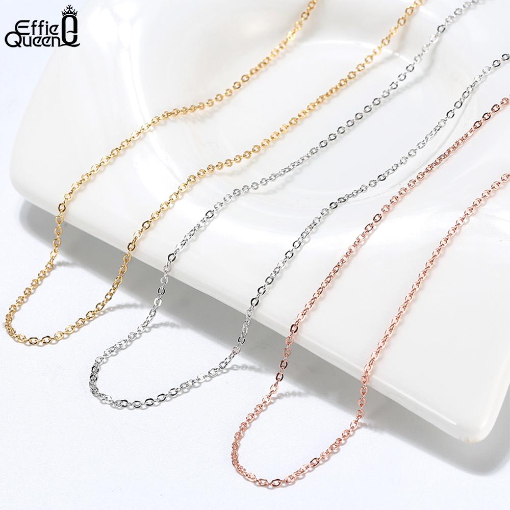 Effie Queen 100% 925 Silver Basic Chain Necklaces Box/Snake/Chopin/Figaro Beaded Chain 40-60cm Unisex DIY Casual Wear
