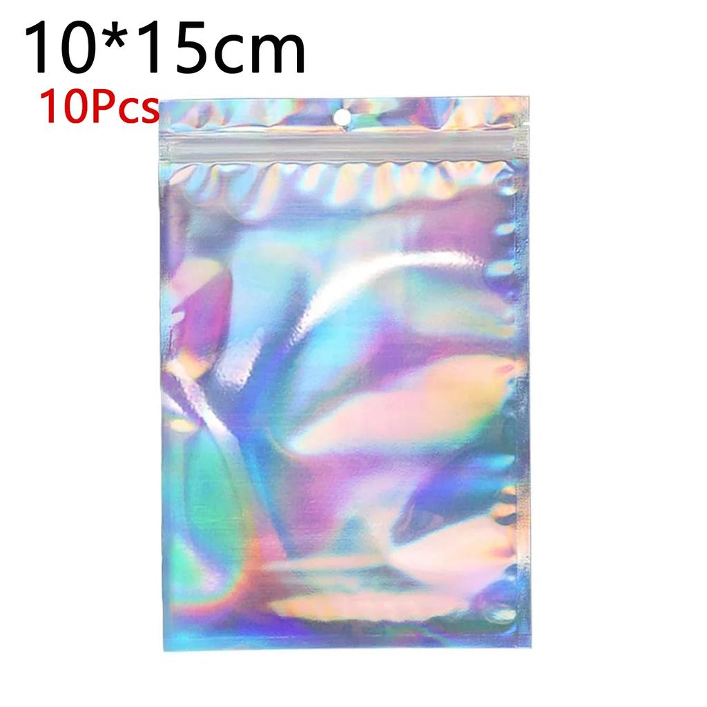 Resealable Laser Zip lock Bags Packaging Holographic Envelopes Flat Clear Plastic Candy Jewelry Food Storage Bag Multiple Sizes