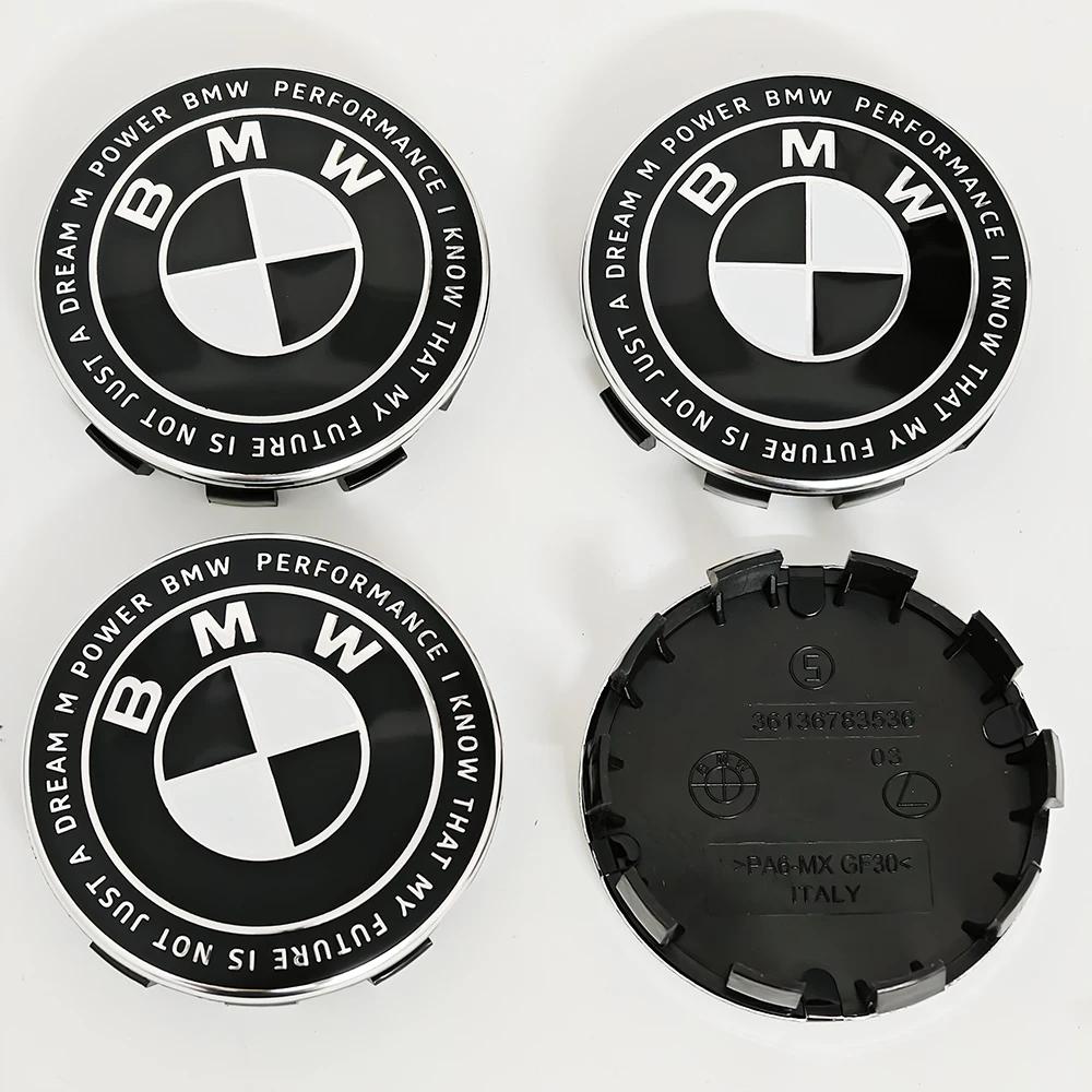 For BMW M 4pcs For BMW 50th E90 E60 F10 F20 G20 G30 E53 E85 E70 56mm 68mm Blue White Car Hub Cap Wheel Center Cap Emblem Badge Accessories OQ0