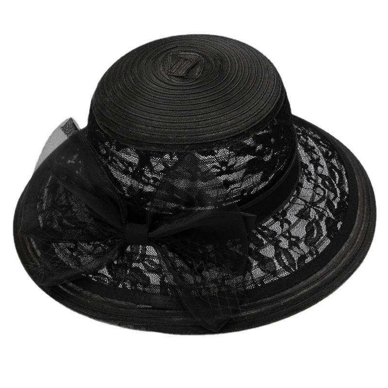 

Цветочный сетчатый цилиндр, монохромный, британский, пасхальная шляпа из органзы, летние элегантные стильные солнцезащитные шляпы для женщин M（56-58cm） чёрный