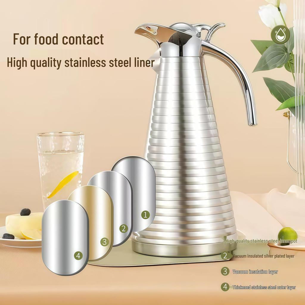 Large Capacity 304 Stainless Steel Insulated Kettle - Double-Layer Vacuum Thermos for Hot Water