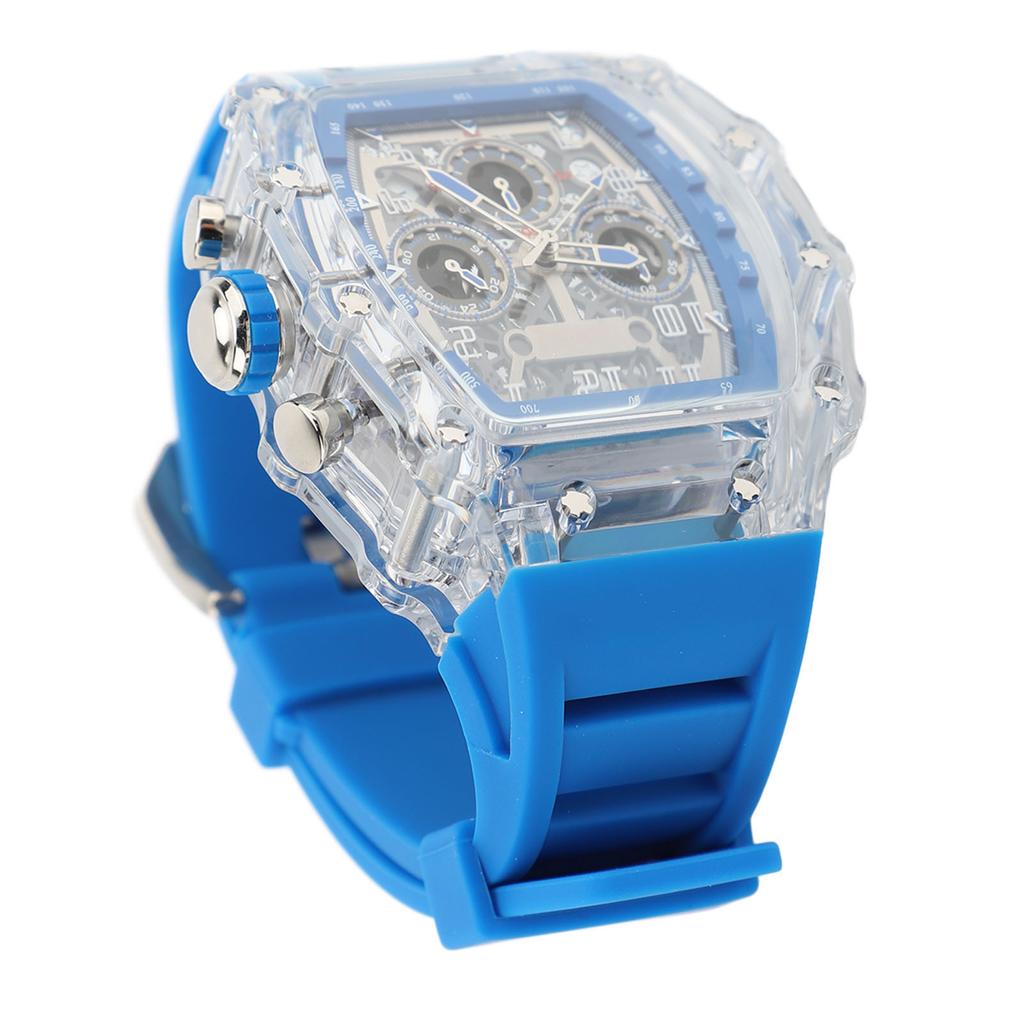 Transparent Case Business Watch Water Proof 50M Luminous Casual Cool Large Dial Silicone Strap Fashion Hollowed Watch