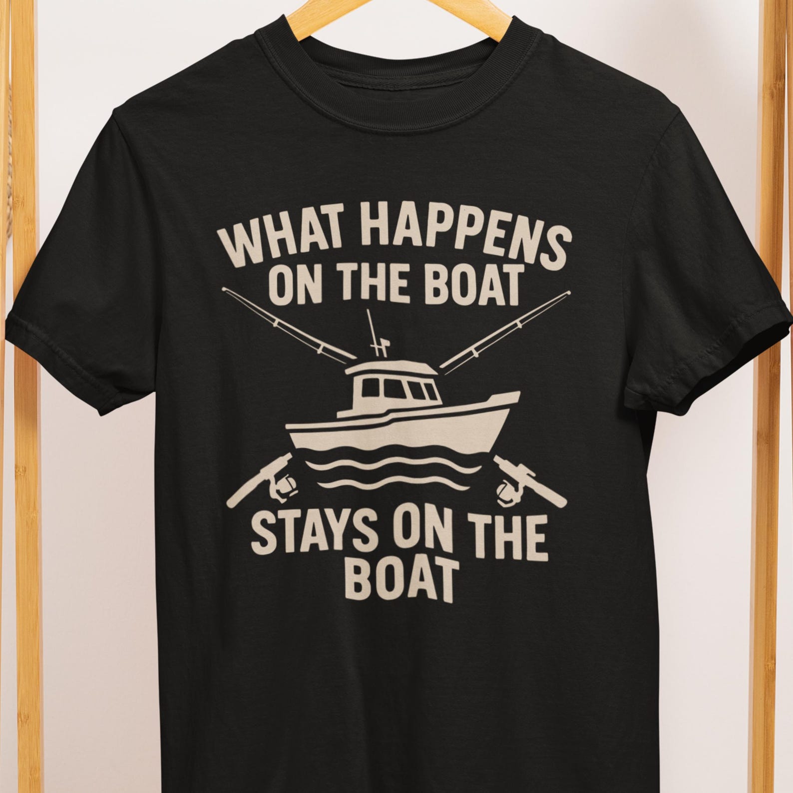 Funny Fishing T-Shirt: What Happens On The Boat - Comfort Colors 1717 3XL