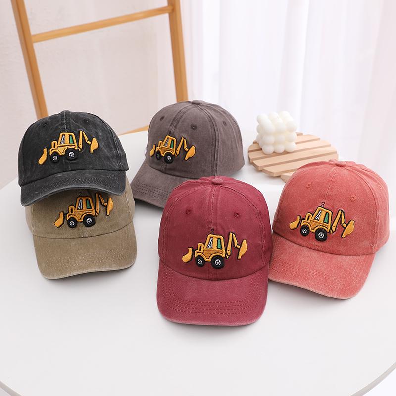 School Kids Baseball Hats Bulldozer Excavator Embroidered Boys Outdoor Summer Children Caps for 2-8Years Baby Sports Hats