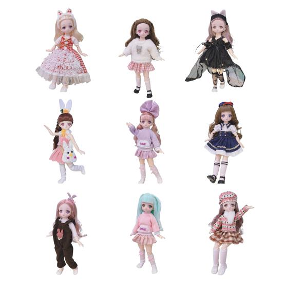 Boneca de casa de jogo compacta adorável funcional bidimensional rosto cômico BJD brinquedo de menina para entretenimento