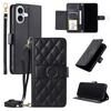 Applicable to iPhone16E multi-functional leather case 17Pro new rhombus small fragrant style card wallet diagonal span portable rope