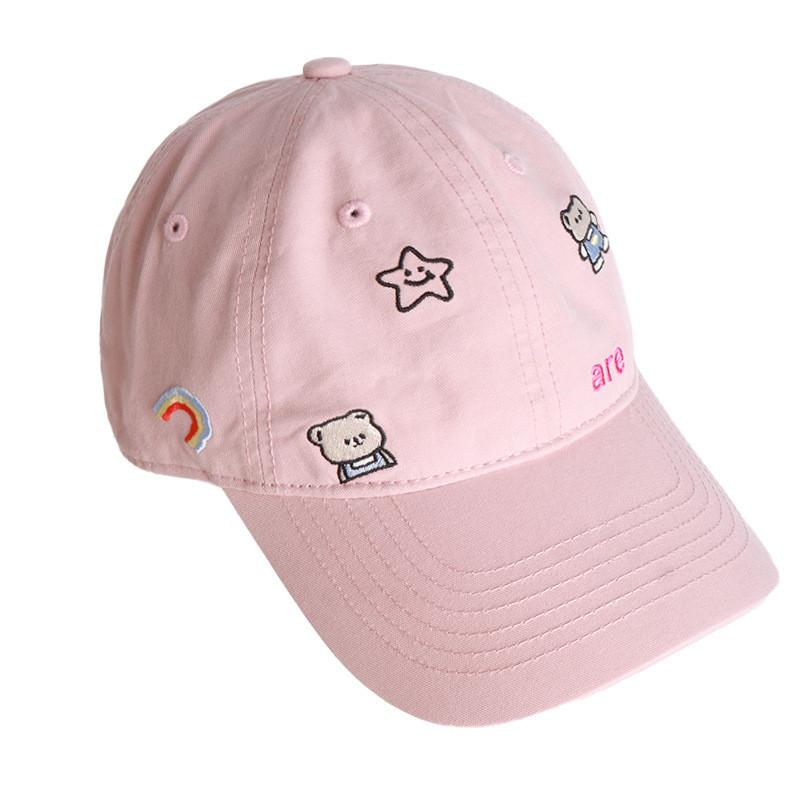 Breathable Baseball Cotton Cap With Bear And Letter Embroidery Design Fall For