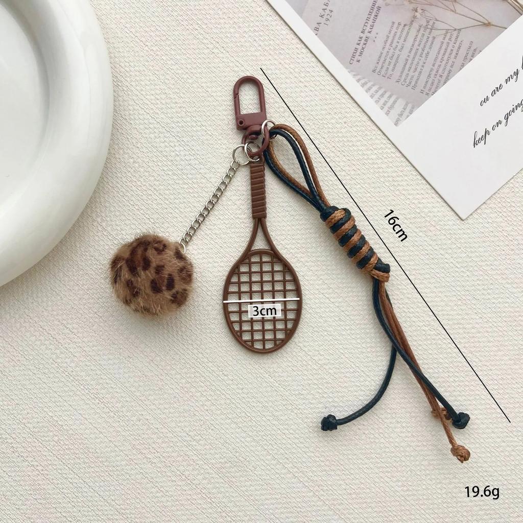 Personalized Tennis Racket Plush Small Tennis Ball with Braided Rope Bag Mobile Phone Decoration Pendant Niche Pendant Bag Charm