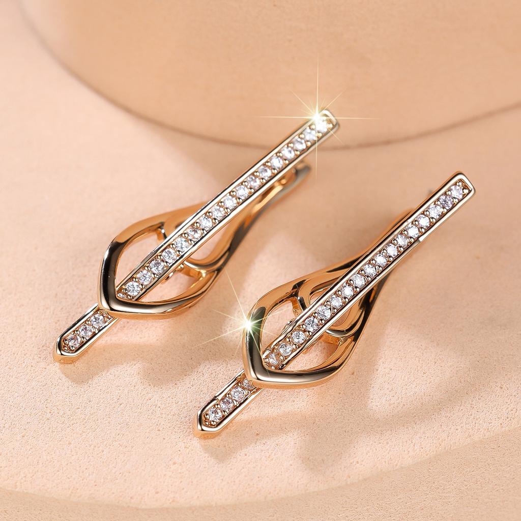 Cute Female Small Zircon Stone Hoop Earrings for Women Vintage Gold Color Wedding Jewelry