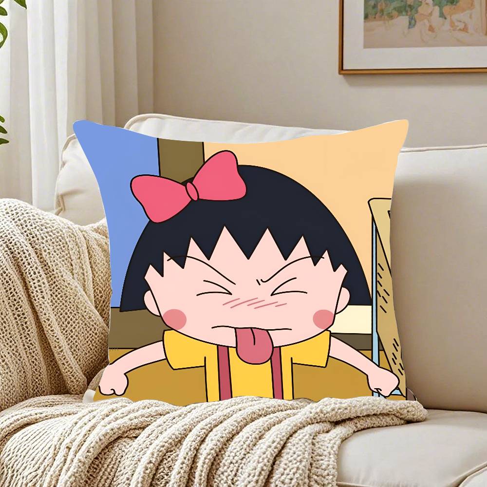 Cherry Maruko-chan Pillow Case Pattern Printed Pillowcase for Living Room Sofa Cushion Cover & Bedroom Decor