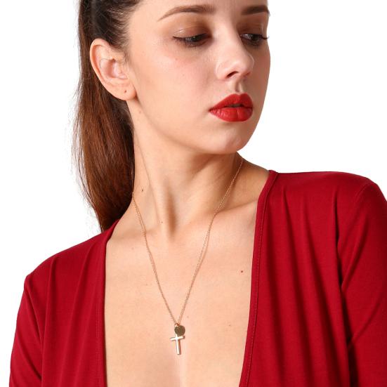 Einfache Kreuz-runde Legierungs-hängende Ketten-Halskette-Frauen-Schmuck-Geschenk