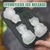 Easy to Release 3D Cat Ice Block Mold Free of BPA 4 Holes Silicone Ice Cube Mold Dishwasher Safe Reusable Animal Shape Ice Mold