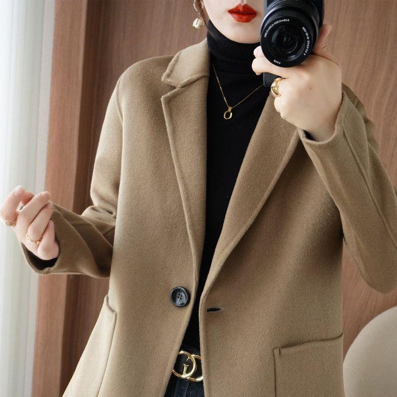 Temperament wool double-sided woolen wool coat women's short buckle winter small slim new coat women