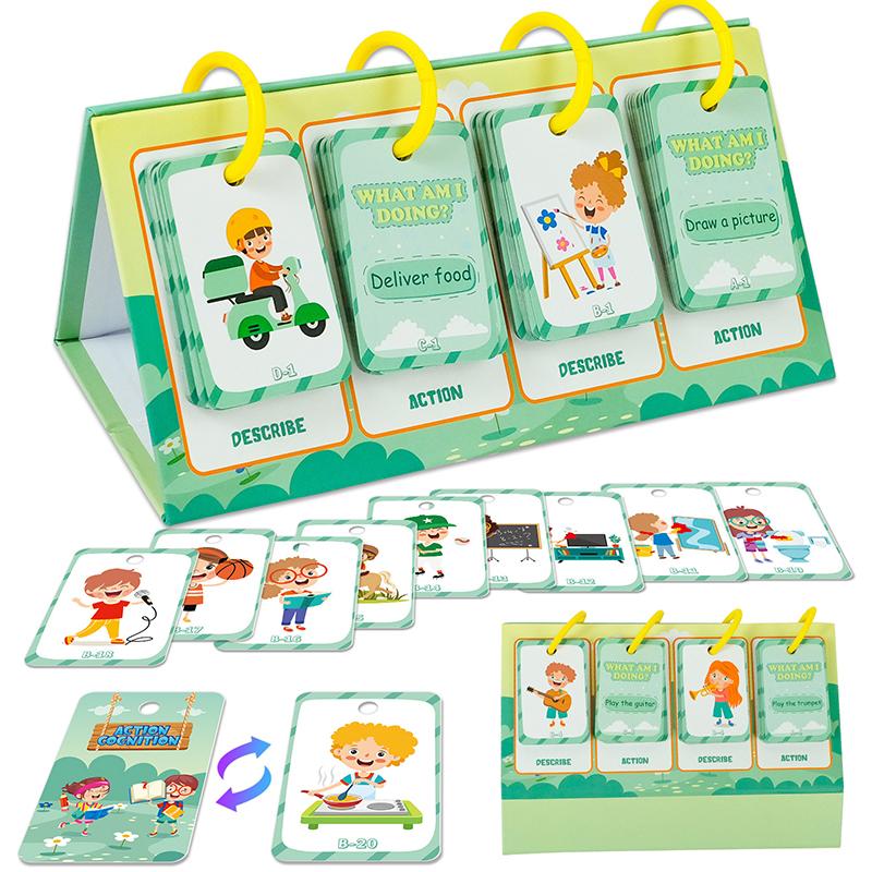 96Pcs Action Cognition Cards Table Model Education Card Thinking Training English Learning Flash Card Kids Educational Toys