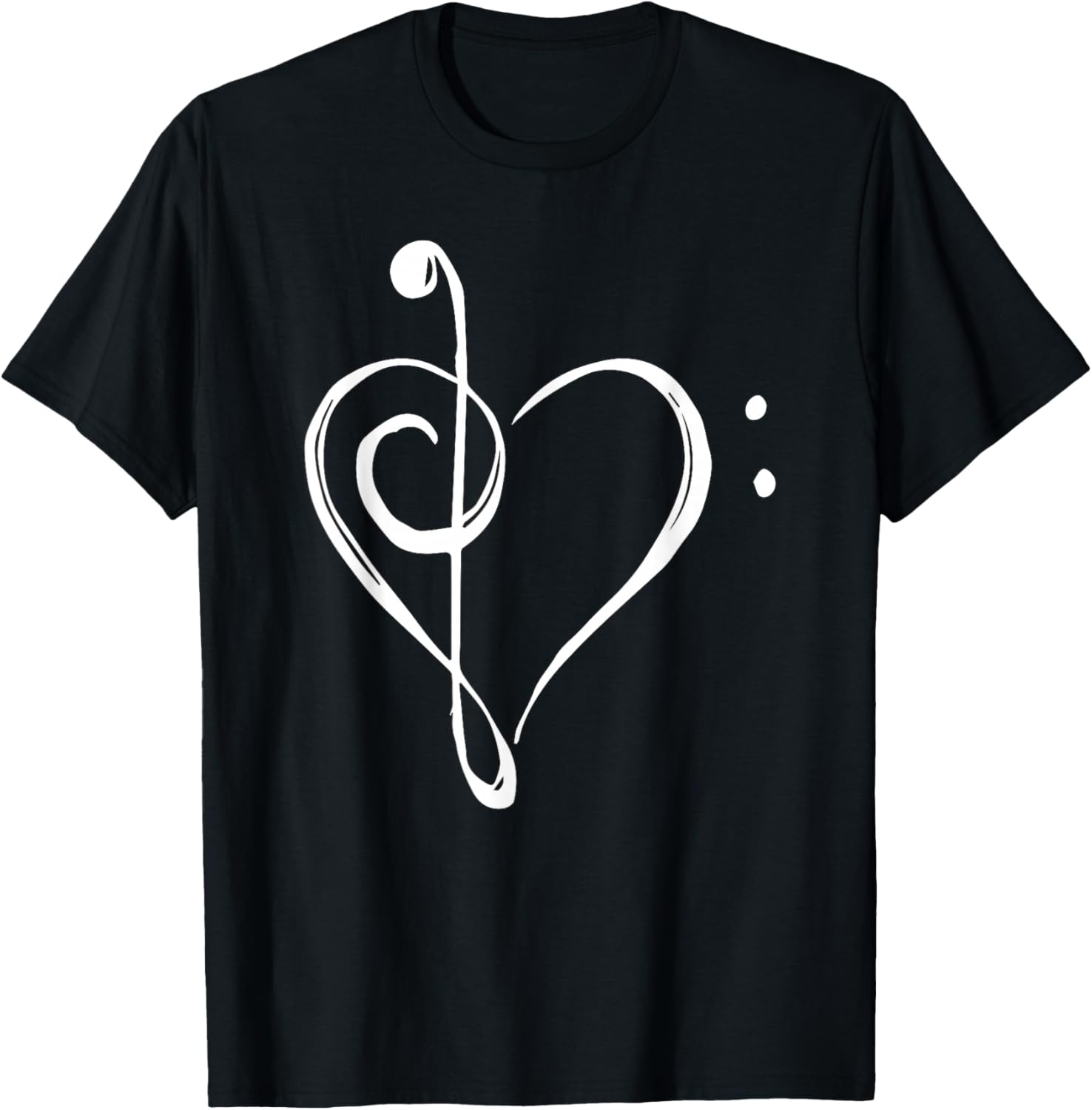 Love Music - Treble and Bass Clef Heart T-Shirt T-Shirt S разноцветный