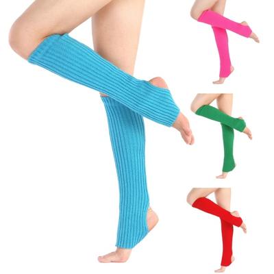 1 Paar Latein-Socken mit offenen Absätzen, elastisch, weich, rutschfest, Fußschutz, einfarbig, ohne Zehen, warm, Ballett, Bauch, moderner Tanz, Socken, Beinlinge, gestrickt