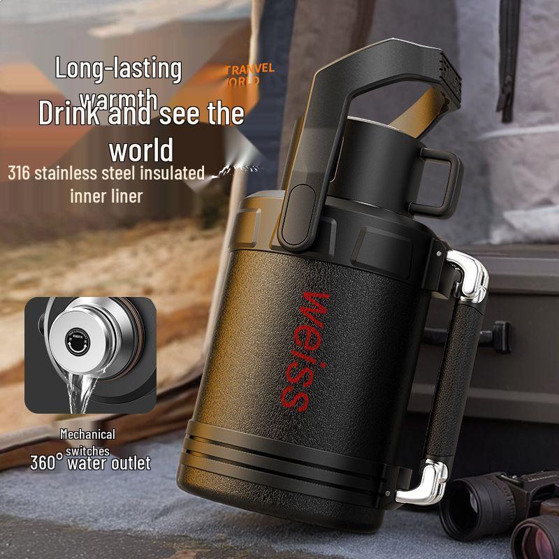 Stainless Steel Explosion-Proof Thermos with Tea Separator Kettle for Students and Construction Sites.